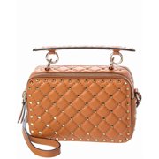 Valentino Rockstud Spike Leather Crossbody, Brown