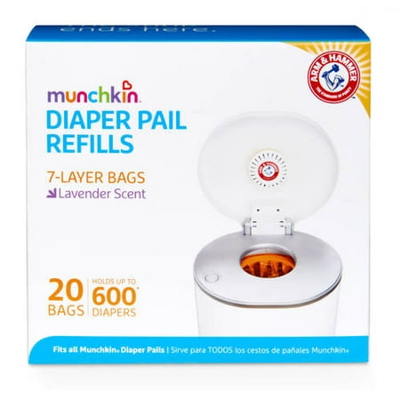 Munchkin Arm & Hammer Diaper Pail Snap, Seal and Toss Refill Bags, Holds 600 Diapers, 20