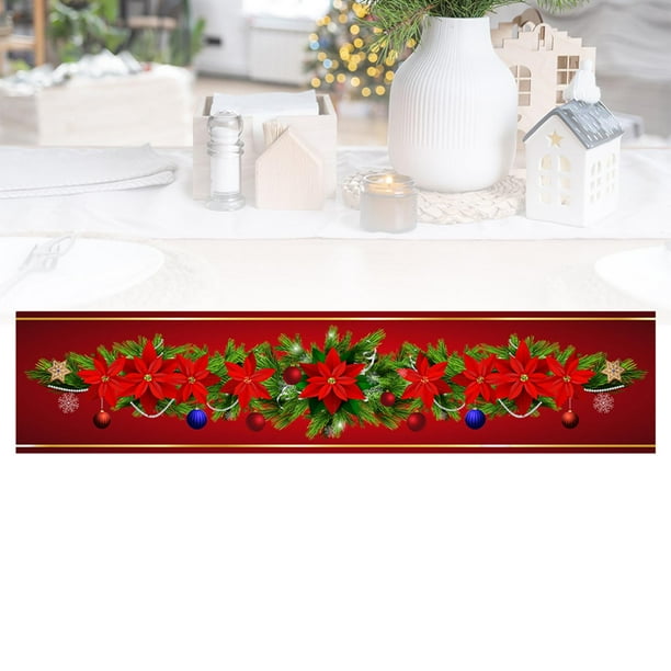 Camino de mesa navideño decorativo Macarena rojo rústico lavable Estilo C