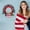 Circle, variant on 4th of July Patriotic Burlap Wreath, 15.7In Ruffled Fabric Wreath with Tulips & Striped Bow, Red White Blue Door Decor for Independence Day(Circle)