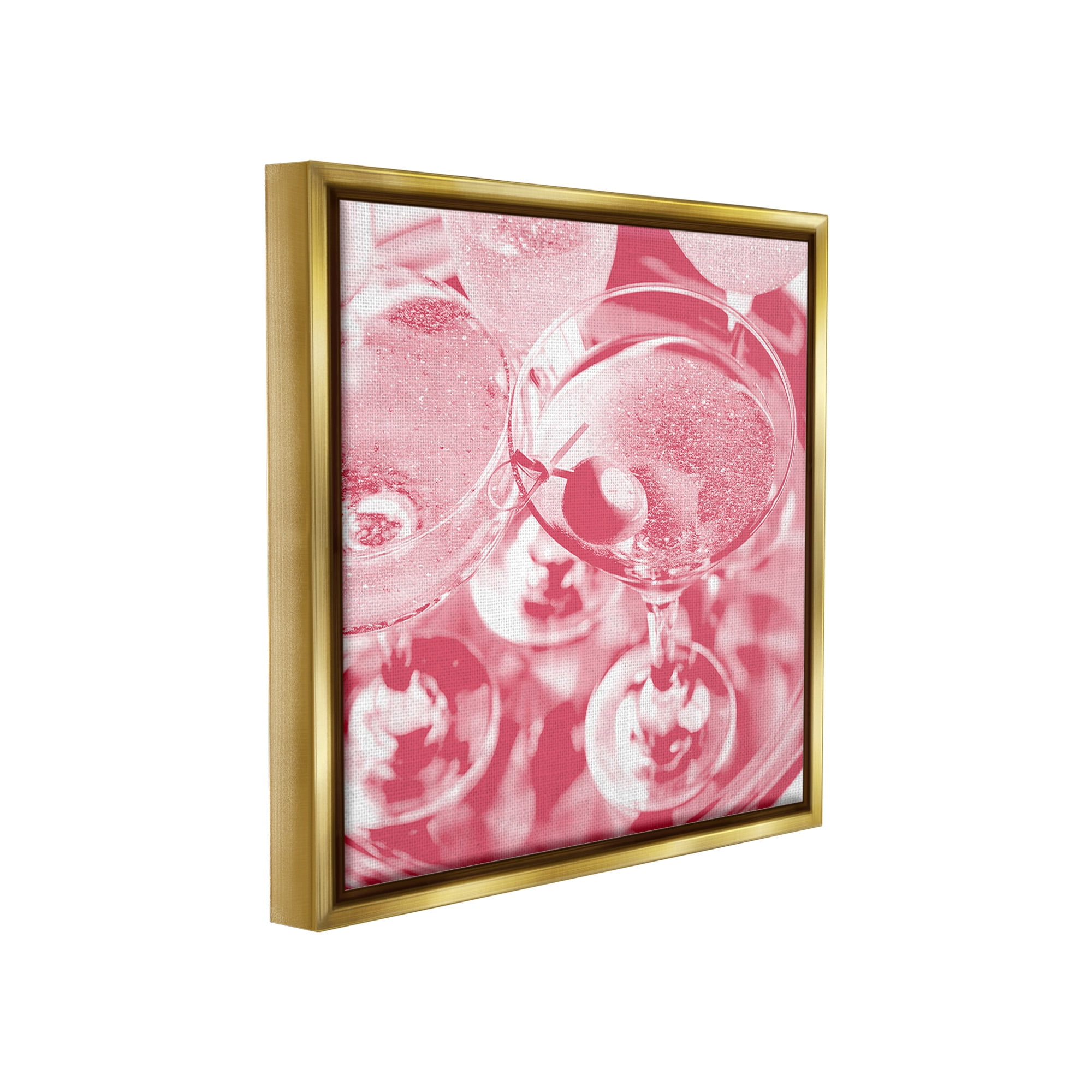 Stupell Industries Pink Glam Cocktails Food & Beverage Painting Gold Floater Framed Canvas Art Print Wall Art, 18 x 18