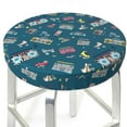 thumbnail image 3 of Pofeuu Vintage Tape Players And Skates Print Round Bar Stool Covers - Super Soft and Washable Elastic Stool Cushion Slipcover Easy Clean Velvet-14 inch, 3 of 7
