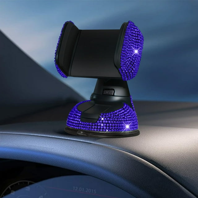EGNMCR Car Gadgets Gifts, Car Accessories Diamond Inlaid Car Cell Phone Mount Double Function Wind Vent Navigation Mounts Car Suction Cup Rotating Cell Phone Mounts Cell Phone Mounts