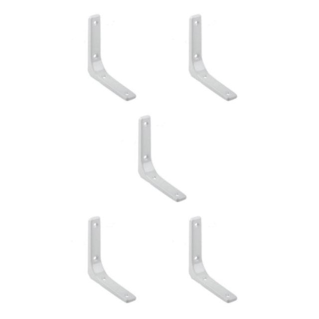 Youkk Support d'Étagère Robuste Mural en Forme de L Blanc 4 Pouces 5Ensemble