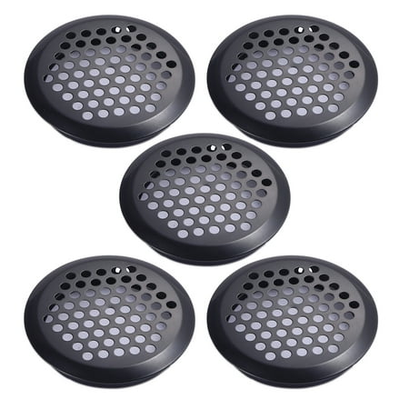 

5pcs Stainless Steel Air Vent Louver Black Round Mesh Hole Soffit Vent for Kitchen Bathroom Cabinet