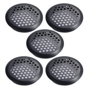 5pcs Stainless Steel Air Vent Louver,Black Round Mesh Hole Soffit Vent for Kitchen,Bathroom,Cabinet