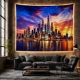 thumbnail image 6 of Vivid Urban Waterfront with Hour Likely Sunset Skyscrapers, Mystical Fantasy for Space Lovers, Galaxy Room Decor, Housewarming Gift, Tapestry Wall Hanging for Bedroom and Dorm, 6 of 7
