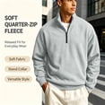 thumbnail image 7 of Domuza Mens Quarter Zip Lapel Collar Pullover Casual Lightweight Fleece Solid Color Comfort Soft Sweatshirt, 7 of 7