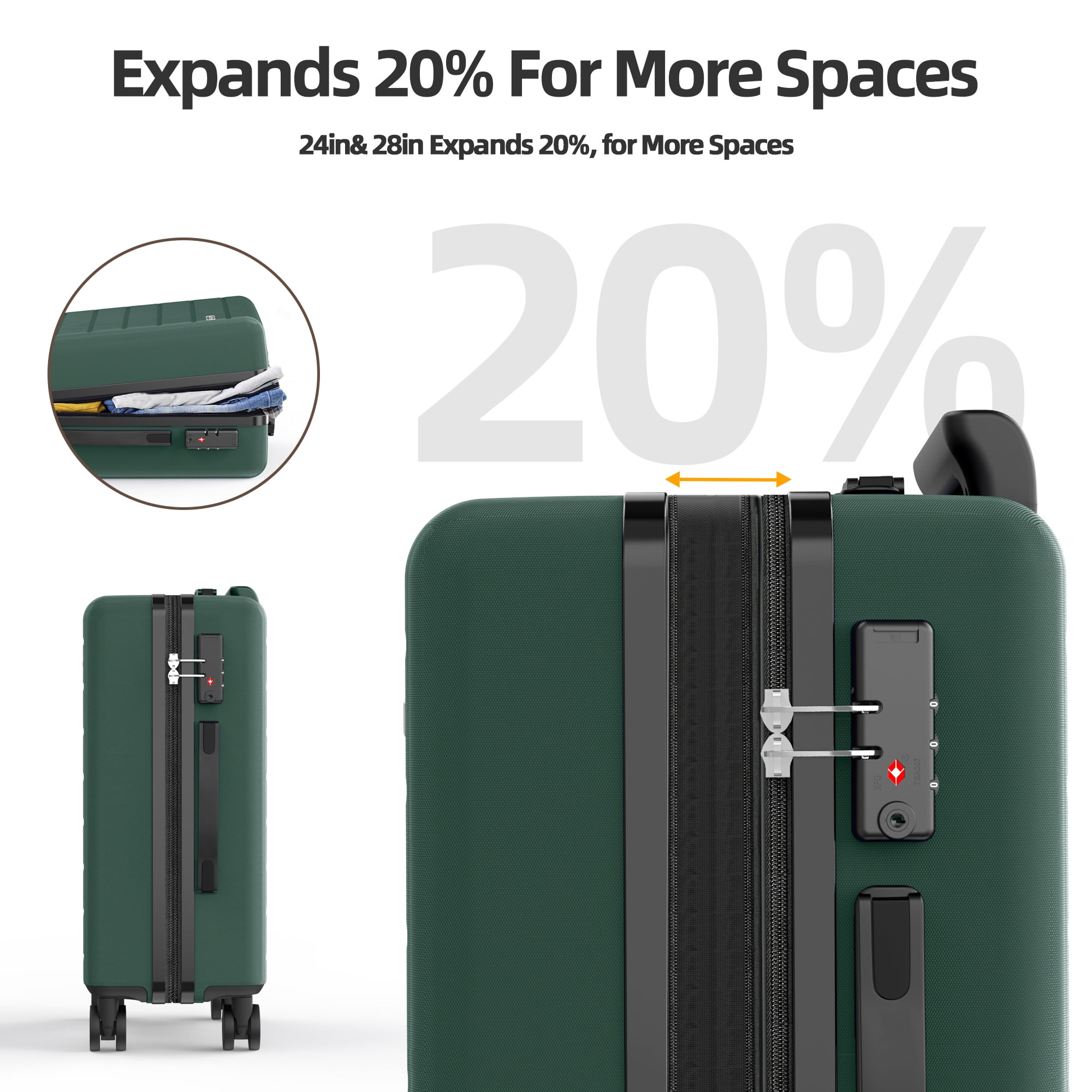 Sunbee 4-Piece Hard Shell Spinner Luggage Sets with TSA Lock