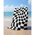 thumbnail image 4 of Black and White Checkered Beach Towels Oversized Super Absorbent, Modern Irregular Geometric Lightweight Bath Towel Quick Dry Sets For Bathroom/Pool/Rv Camping/Beach Play/Gym Room/Picnic 23"x47", 4 of 8