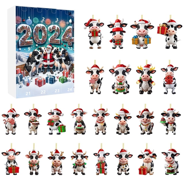 Adornos Navideños 2D Para El Hogar Con Gorro De Papá Noel 2025 Calendario De Adviento Para Las Fiestas Navideñas Adornos 2D Para El Árbol De Navidad Conjunto De Adornos Para El Árbol De Navidad (24