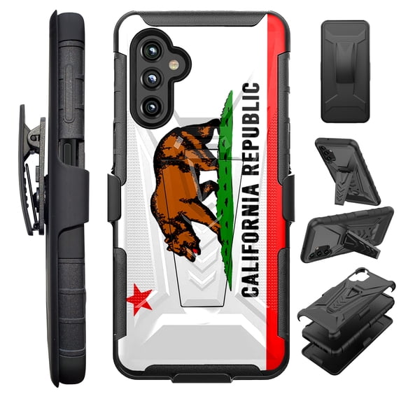 Compatible with Samsung Galaxy A14 5G; Hybrid Luxguard Holster Phone Case Cover (California Flag)
