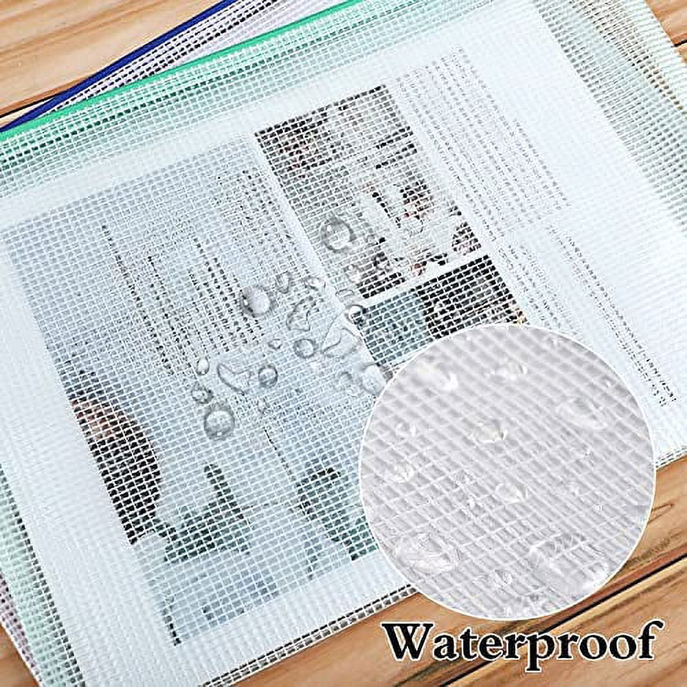10pcs Mesh Zipper Pouch Zipper File Bags, Puzzle Project Bags for Cross Stitch and Organizing Storage, Letter Size A4 Size for Travel, School, Board Games and Office Supplies