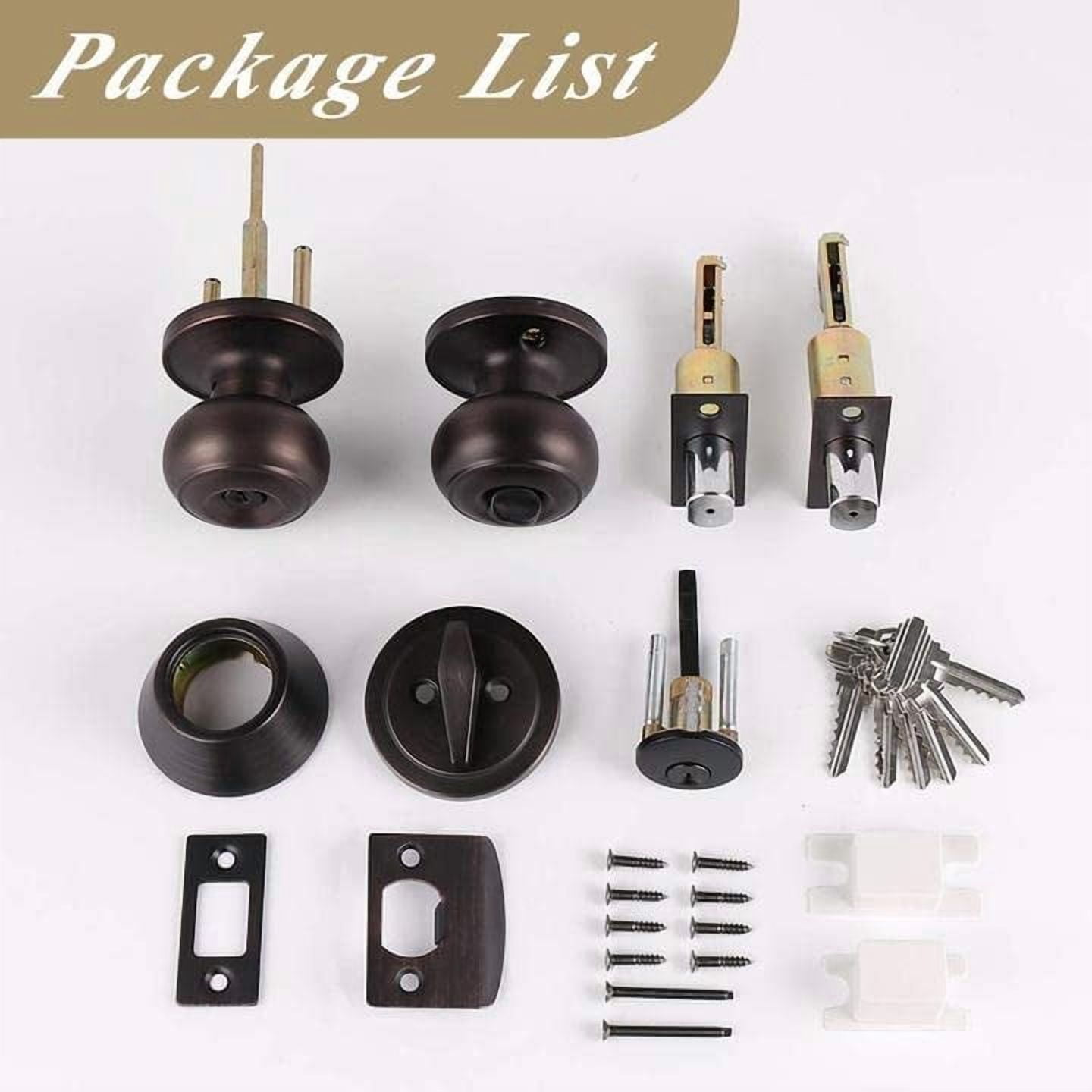 Entry Door Knob Keyed Alike with Single Cylinder Deadbolt Combination, Oil-Rubbed Bronze, 5 Pack