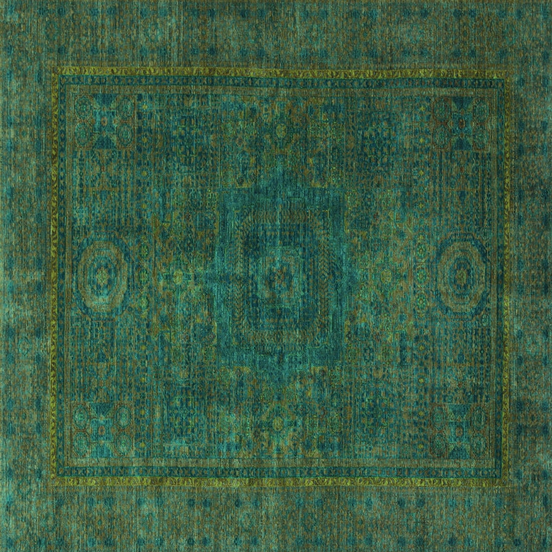 Ahgly Company Indoor Square Abstract Turquoise Blue Modern Area Rugs, 6 ...