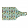 thumbnail image 1 of Cartoon Cutting Board, Vintage Old Toys Pattern on Polka Dotted Background Playful Theme, Decorative Tempered Glass Cutting and Serving Board, Wine Bottle Shape, Multicolor, by Ambesonne, 1 of 1