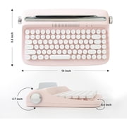 Wireless Typewriter Keyboard, Bluetooth, Retro Design, Stand for Tablet, Phone, PC