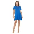 thumbnail image 2 of Women's Short Sleeve Midi T-Shirt Dress, Casual Loose Swing Tunic Dress, Summer 2024(Royal Blue Medium Size), 2 of 6