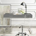 thumbnail image 1 of Maximo Dark Grey Chrome Writing Desk - High Gloss Finish, Acrylic Leg, Stainless Steel Base, 2 Drawers, 1 of 9