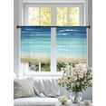thumbnail image 6 of Sheer Curtains 45 Inches Long, Blue Beige Ombre Light Filtering Window Curtains for Living Room, Coastal Nautical Summer Beach Wave Rod Pocket Voile Sheer Curtain Drapes, 52"W x 45"L, 2 Panels, 6 of 8