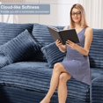 thumbnail image 6 of GNIXUU 98.8” Modular Sectional Sofa, Cloud Boneless Couch with Deep Seat Chaise, Comfy Corduroy L-Shape Convertible Modern Sponge Compression Sofas for Living Room,Bedroom,Office,Blue, 6 of 6
