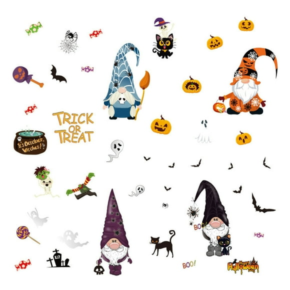TopLLC Halloween Decor Fall Decor Halloween Faceless Doll Dwarf Goblin Spider Wall Sticker Halloween Party Favor