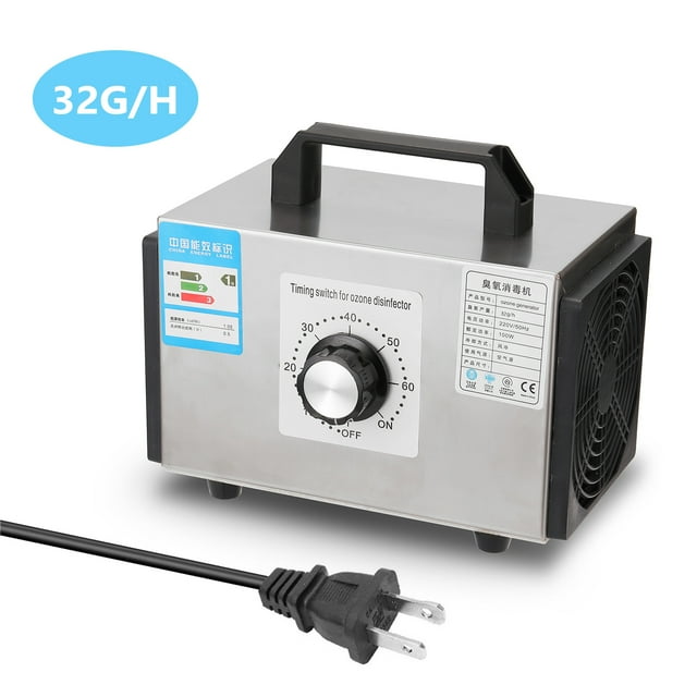 Graflsoa Stainless Steel Ozone Generator for Home Use - 110V Air Purifier with 32g/h Output, Compact Design for Efficient Air Disinfection and Sterilization