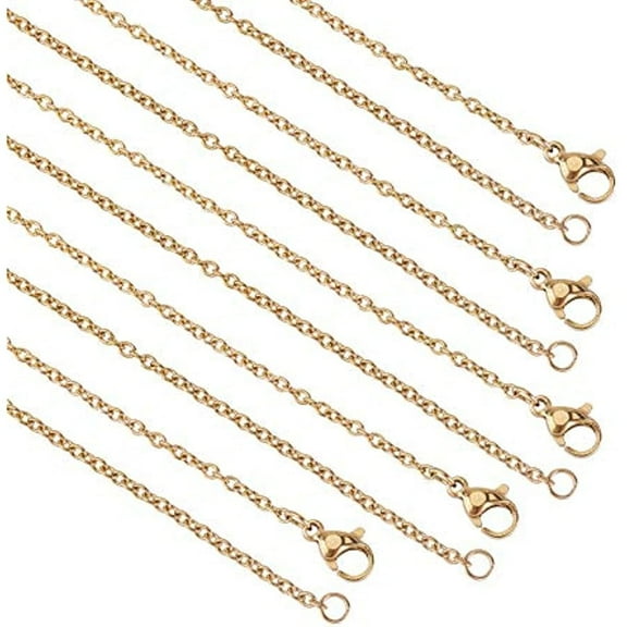 10pcs 45cm Unisex Golden Cable Chains Necklaces 304 Stainless Steel Chains Cable Chain Necklace with Lobster Claw Clasps Metal Chains for DIY Jewelry Necklace Making