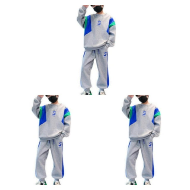 Qarigey Conjunto de ropa de otoño para niños, sudadera deportiva de 2 piezas con letras para niños, pantalones de chándal, chándal de moda Type1 NO1