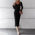 thumbnail image 1 of Vestido ajustado con cuello en V Color sólido Mujer Estilo elegante Traje diario Ygjytge Negro T L para Mujer, 1 of 7
