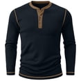 thumbnail image 2 of Guluxicc Men's Knit Shirts Button Crew Neck Long Sleeve Tops for Everyday Wear Summer Casual Outfits, 2 of 6