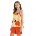 thumbnail image 4 of Cethrio Girls Summer Outfit Sets, 2 Piece Sleeveless Knitting Cotton Casual Girls Clothing sets Orange Size 8, 4 of 7