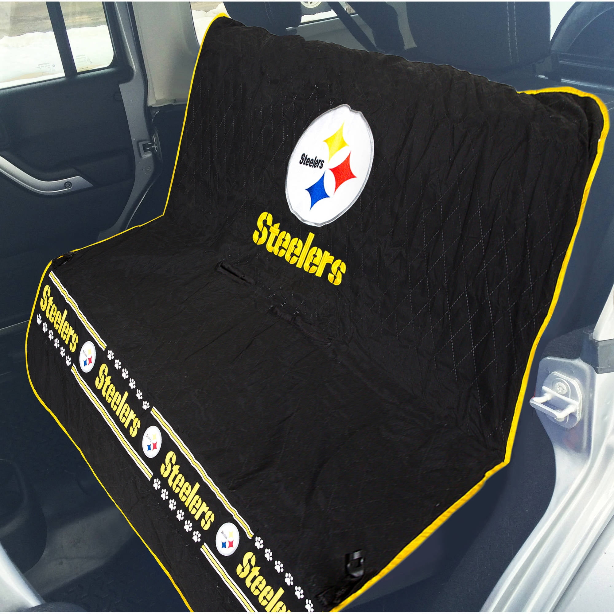 Pets First Pittsburgh Steelers Dog Car Seat Cover 50 L x 55 W x 1 H