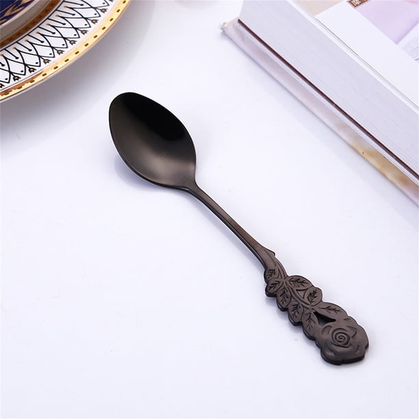 Cuchara creativa de acero inoxidable para rosas, cuchara agitadora de café, cuchara para postre, cuchara para pareja Wmkox8yii hjk5721