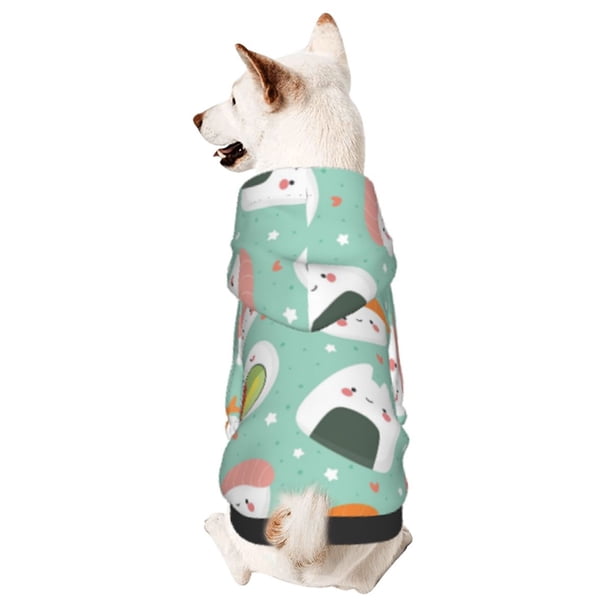 Fotbe Kawaii Sushi Sudadera con Estampado para Perros Pequeños – Suéter con Capucha para Mascotas, Tela Suave de Forro Polar con Bolsillo-Large
