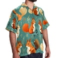 thumbnail image 2 of Squirrel Men's Short Sleeve Printed Button Down Beach Shirt Casual Summer Unisex Tops with Spread Collar, 2 of 6