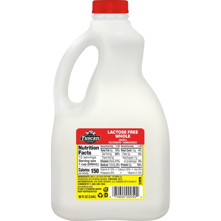 Tuscan Dairy Farms Lactose Free Whole Milk 96 Fl Oz Carafe