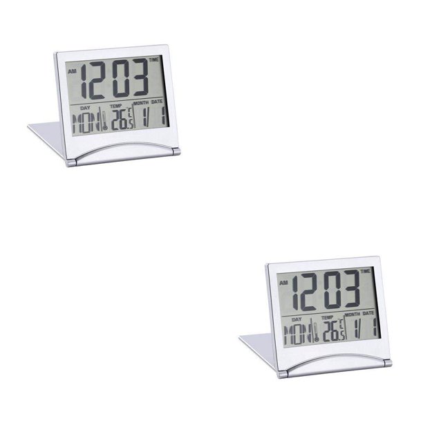 Ounissouiy Desk Digital Display Alarms Clock Timer Temperature Meter Room Bedroom Clocks Living Operated Battery 2Conjunto