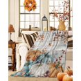 thumbnail image 2 of Orange Blue Pumpkin Flannel Blanket for Bed,Travel and Camping, Fall Thanksgiving Floral Maple Leaves Watercolor Super Soft Cozy Blanket for All Seasons 50"x80", 2 of 6