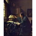 thumbnail image 2 of Vermeer, Johannes 26x32 Black Ornate Wood Framed with Double Matting Museum Art Print Titled - The Astronomer, 2 of 4