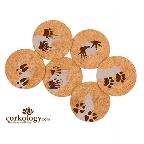Corkology 392 Animal Paw Prints Cork Coaster Sets