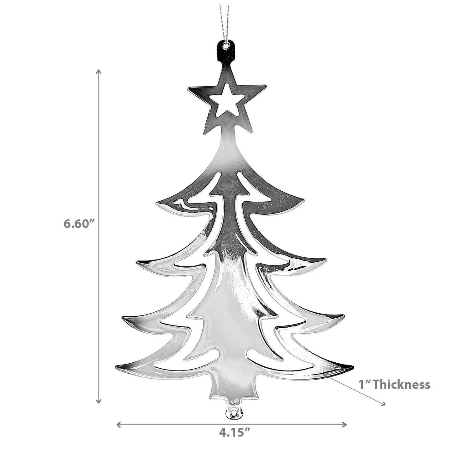 Christmas Flat Silver Metal Ornament Tree - Set of 12