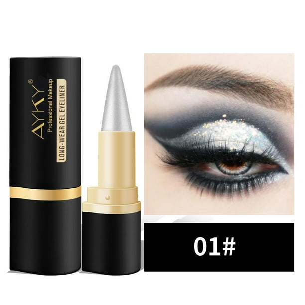 Lápiz Delineador de ojos negro resistente al agua, Gel grueso sólido, liso, cosmético de larga duración, 24 horas (A