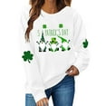 thumbnail image 1 of ZVAVZ Hauts d'Été Grande Taille Mode Femme, Haut Trèfle Mignon à Manches 3/4 Chanceux Vert Col Rond Blouses de Vacances Blanc,TP, 1 of 5