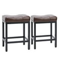 thumbnail image 3 of Resenkos Modern table stool, stool, lounge stool, steel frame, leather seat cushion, brown, 2 packs, 3 of 7