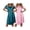 Blue Green/Dark Pink, variant on Satin Nightgowns for Women 2 Pack Silk Nightgown Pleated Loose Night Shirts Short Sleeve Sleep Shirts