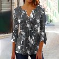 thumbnail image 3 of Fesfesfes Women Plus Size Tops Women Fashion Printed Casual V-Neck 3/4 Sleeve T-Shirt Blouse Tops Layering Shirts for Women 10(XL), 3 of 6