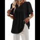 thumbnail image 3 of Blusas de Verano para Mujer, Cuello Redondo, Corta, Blusas Casuales de con Dobladillo de Encaje Fluido, Ropa de Moda 2025 Negro M, 3 of 9