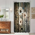 thumbnail image 3 of Rustic Shower Curtain Set, Grey Brown Floral Fabric Farmhouse Bath Curtain 12 Hooks, Country Butterfly Daisy American Farm Style Bath Accessories 36X72inch, 3 of 5