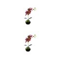 thumbnail image 2 of Bewildely Bonsái de orquídea artificial con maceta de cerámica Phalaenopsis en maceta Color brillante flores falsas planta hogar jardín Verde púrpura 2piezas, 2 of 6